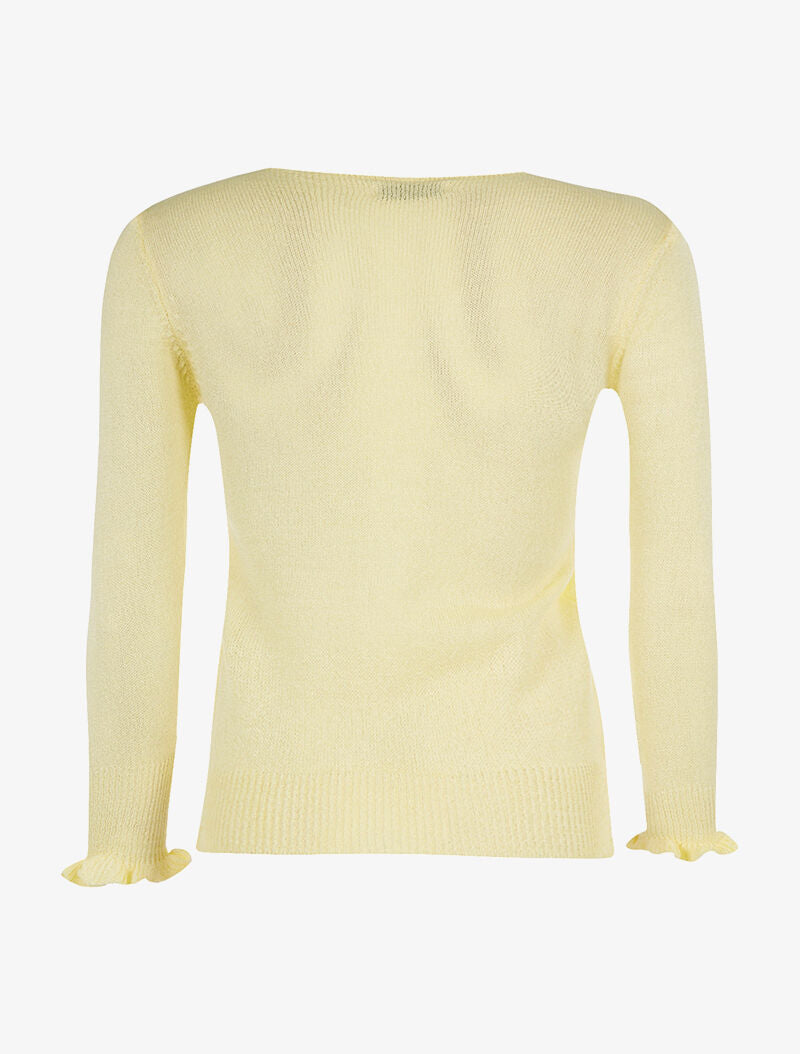 Pull à jabot en V - jaune - 2