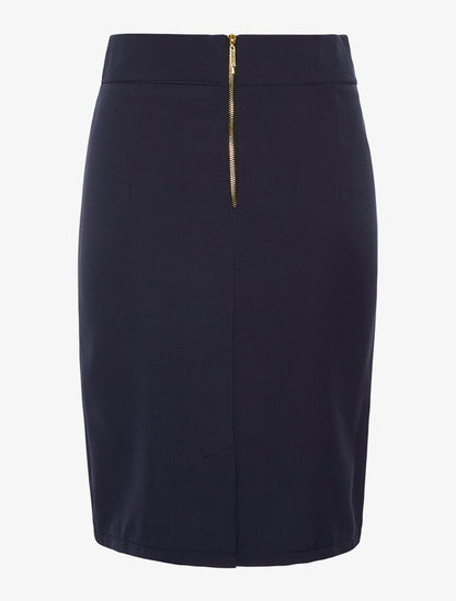 Jupe tailleur 2 plis - marine - 2