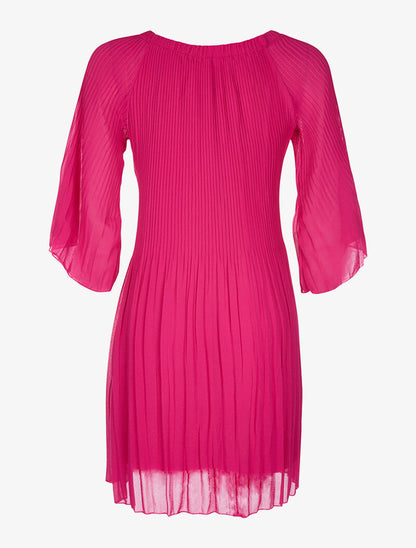 Robe plissée ceinturée - fushia - 2