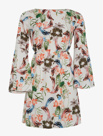 Robe imprimée dos V - blanc - 1