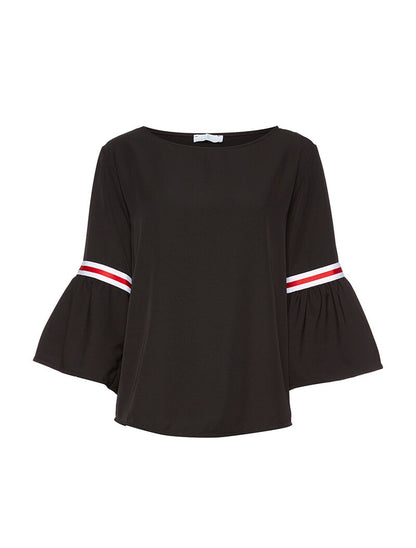 Top manches volantées à lignes sport - noir - 1