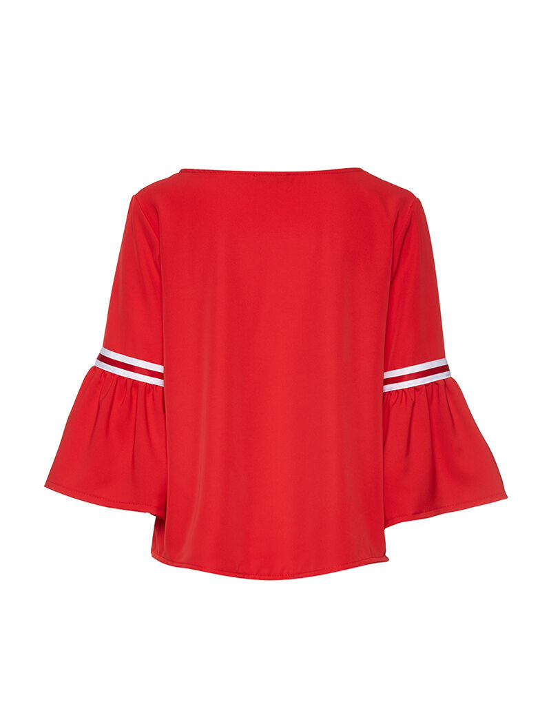 Top manches volantées à lignes sport - rouge - 2
