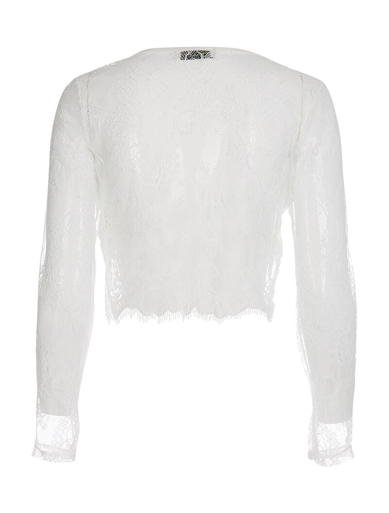 Crop-top en dentelle - blanc - 2