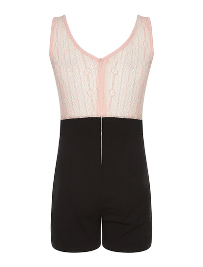 Combishort détails ajourés - rose - 2