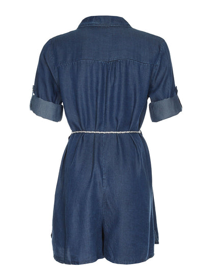 Combishort ceinture irisée - denim foncé - 5