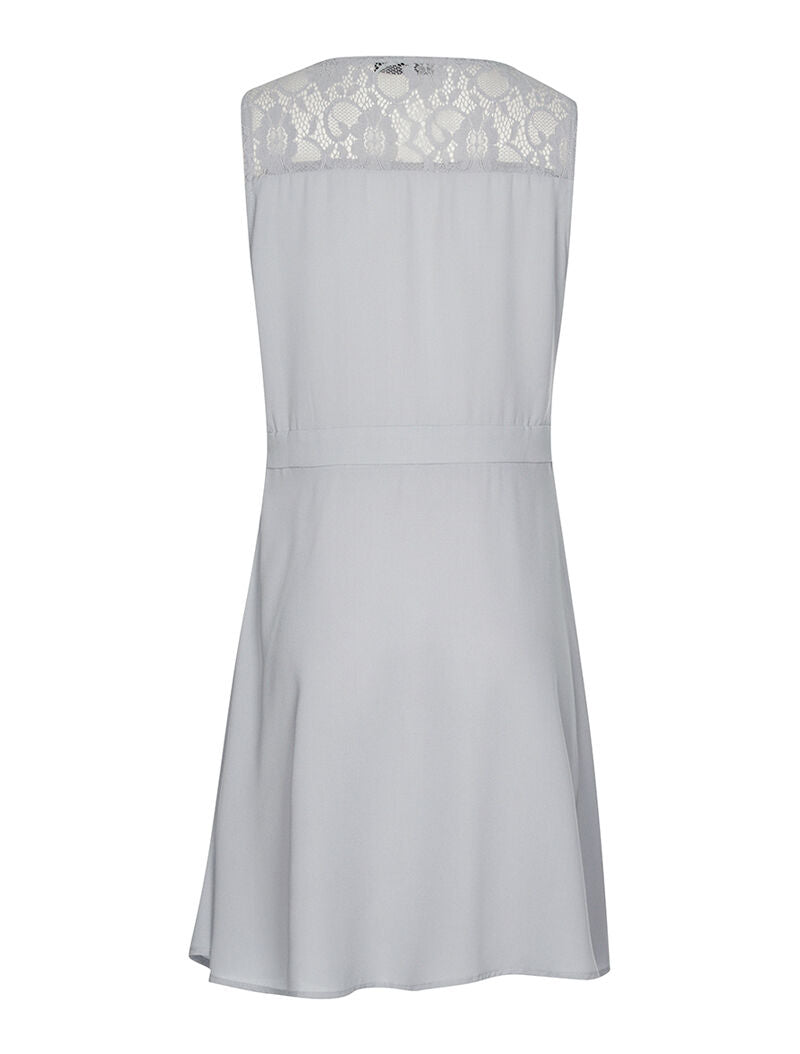Robe encolure dentelle - bleu - 2