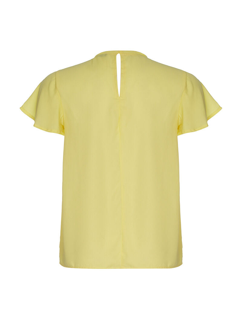 Top voile plastron dentelle - jaune - 2
