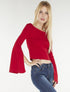 Pull court manches fendues - rouge - 1