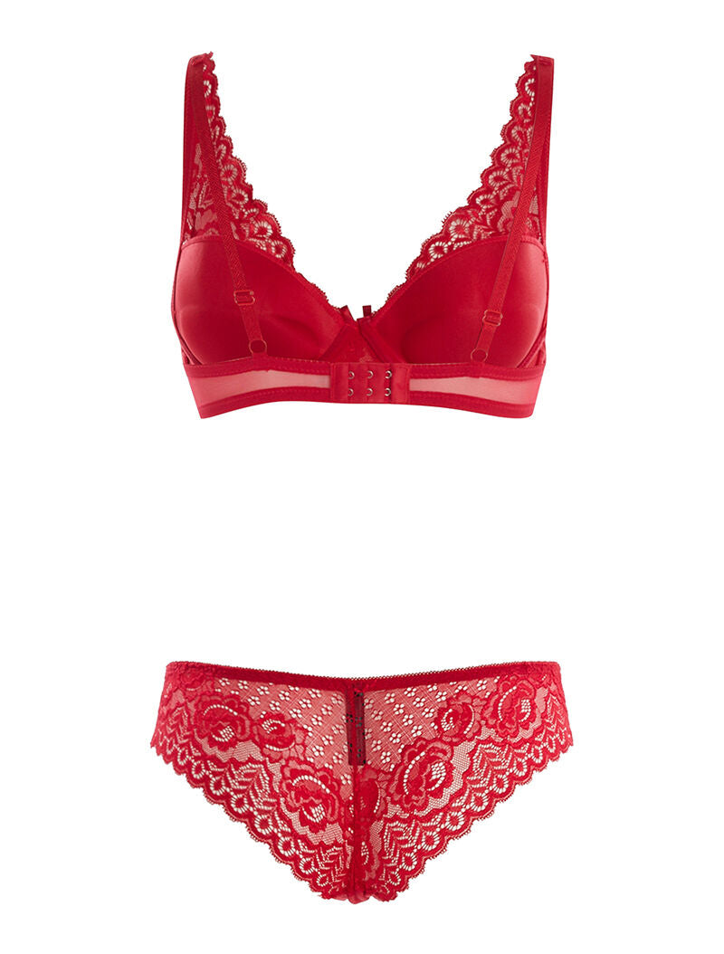 Ensemble SG et culotte en dentelle fine - rouge - 2
