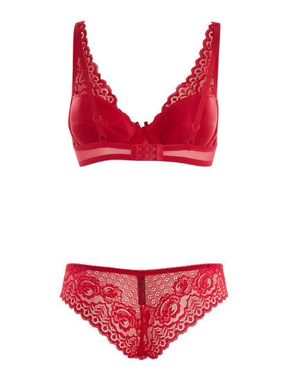 Ensemble SG et culotte en dentelle fine - rouge - 2