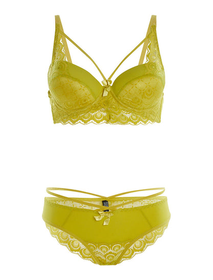 Ensemble SG et culotte lace à bord dentelle - vert anis - 3