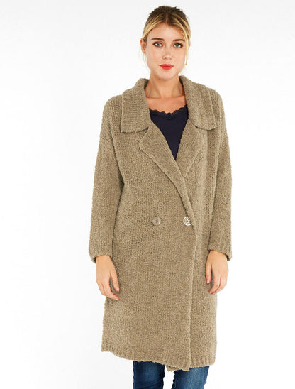 Gilet style manteau long - taupe - 3