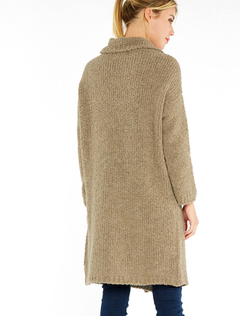 Gilet style manteau long - taupe - 4