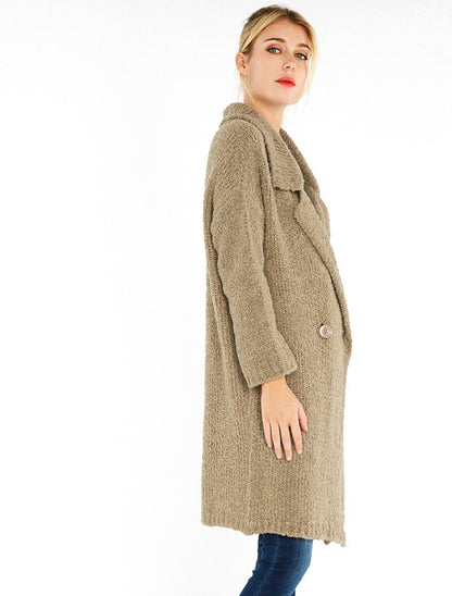 Gilet style manteau long - taupe - 5