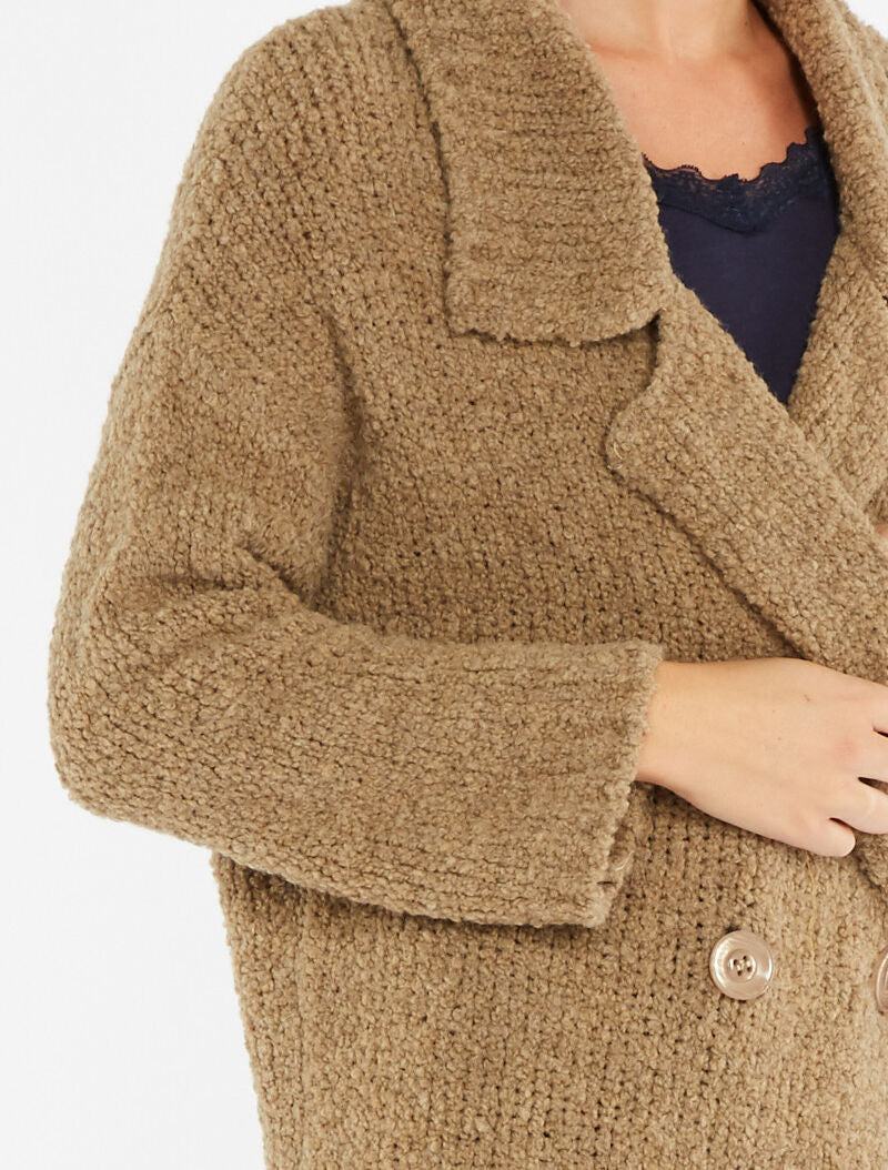 Gilet style manteau long - taupe - 6