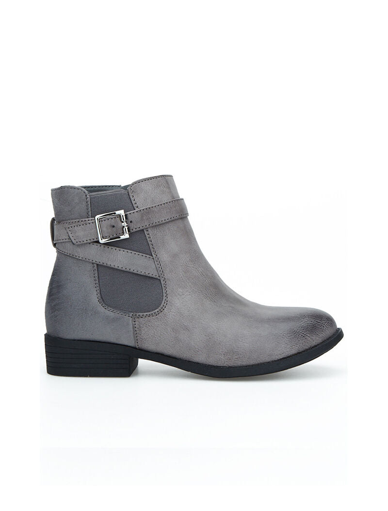 Chelseas boots bimatière lanières décoratives - gris - 5