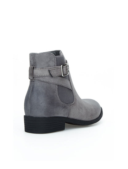Chelseas boots bimatière lanières décoratives - gris - 4