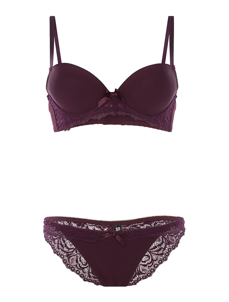 Ensemble SG et culotte à bord dentelle - violet - 1