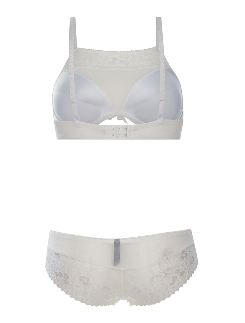 Ensemble SG effet brassière et culotte bord dentellé - blanc - 2