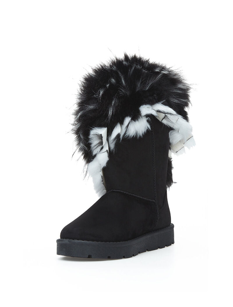 Boots fourrées asymétrique à fourrure - noir - 3