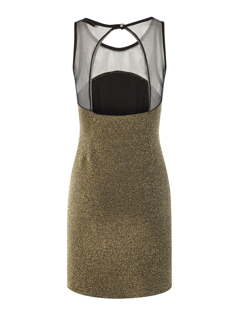 Robe courte pailletée dos ouvert - or - 2