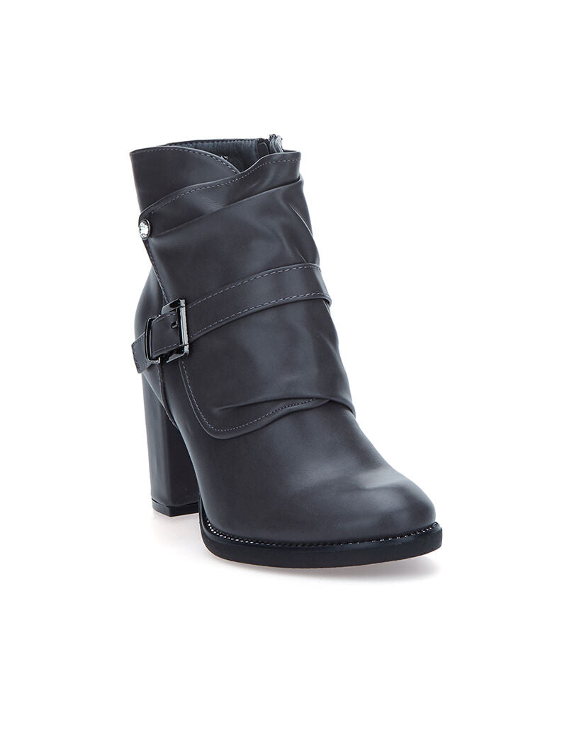 Bottines à empiècement plissé et strass - gris foncé - 2