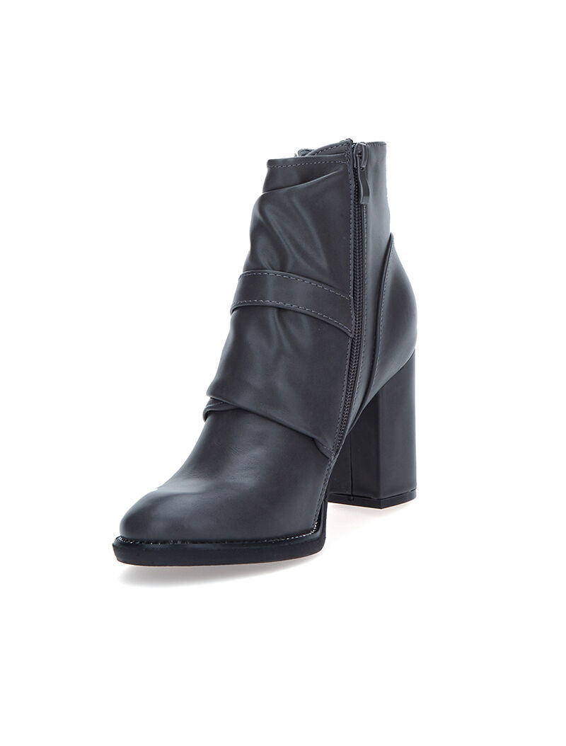 Bottines à empiècement plissé et strass - gris foncé - 3
