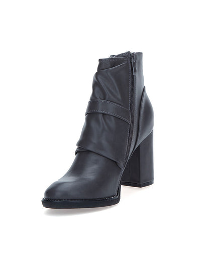 Bottines à empiècement plissé et strass - gris foncé - 3