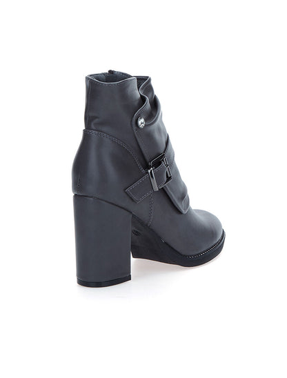 Bottines à empiècement plissé et strass - gris foncé - 4