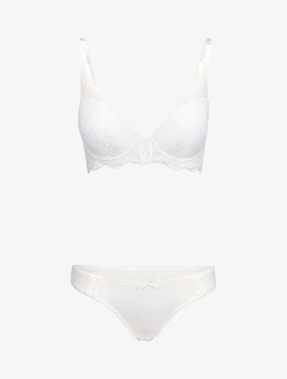 Ensemble en dentelle et culotte ajourée - Blanc - 3