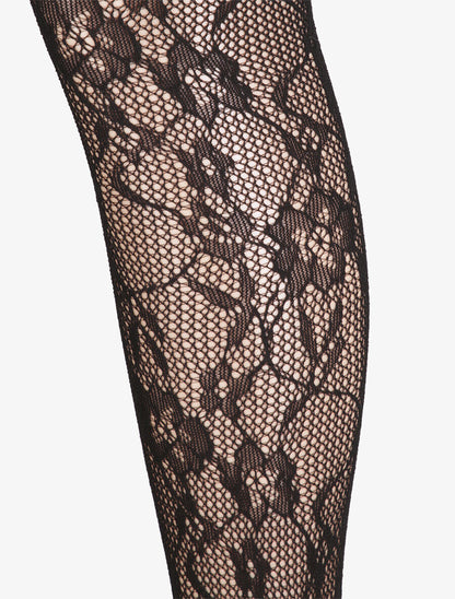 Collants fantaisie à motifs fleuri graphiques - Noir - 2