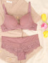 Ensemble emboitant en résille et en dentelle - Vieux rose - 1