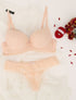Ensemble en dentelle fleurie et détail noeud - Beige - 1