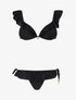 Bikini volanté à détail bijoux ananas - Noir - 4