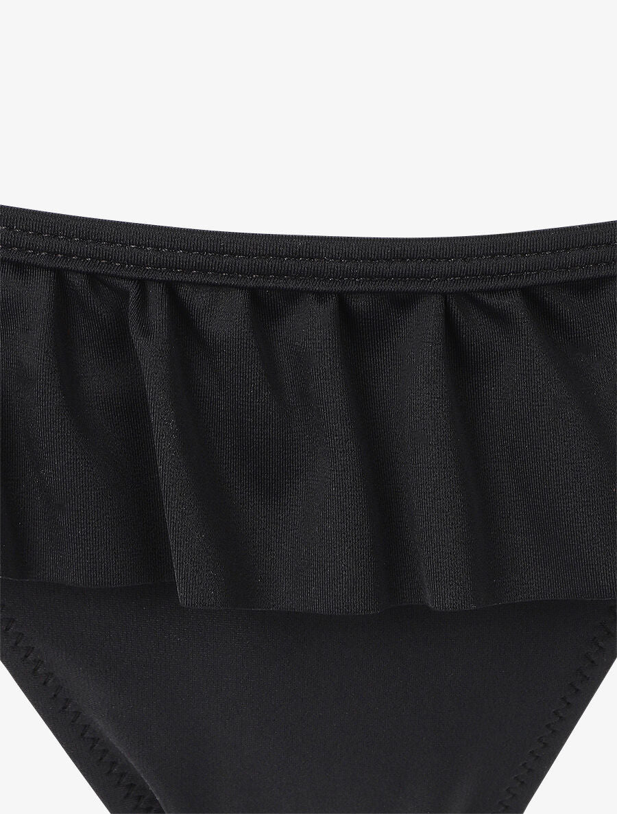Bikini volanté à détail bijoux ananas - Noir - 3
