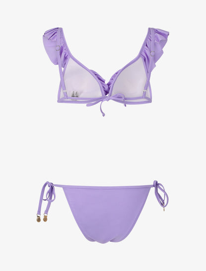 Bikini volanté à détail bijoux ananas - Lilas - 2