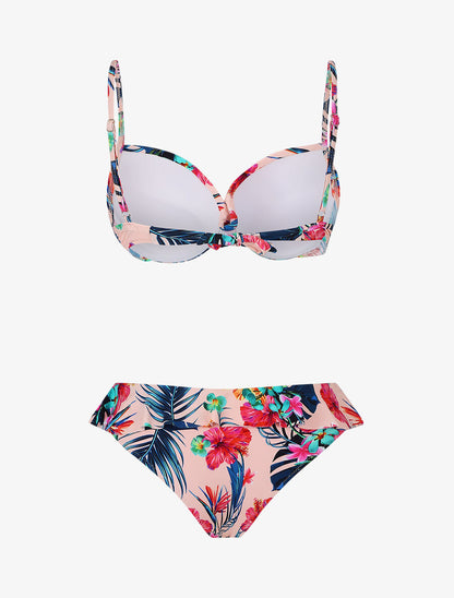 Bikini volanté à imprimé fleuri - Rose saumon - 2