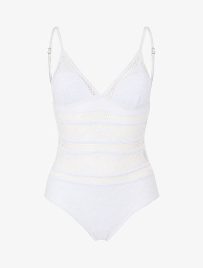 Maillot de bain en dentelle ajourée - Blanc - 2