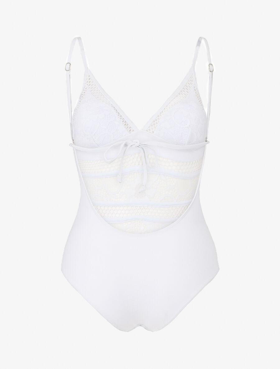 Maillot de bain en dentelle ajourée - Blanc - 3