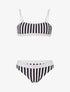 Bikini bandeau à rayures - Noir - 1