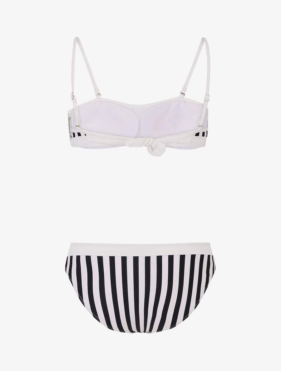 Bikini bandeau à rayures - Noir - 2