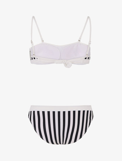 Bikini bandeau à rayures - Noir - 2