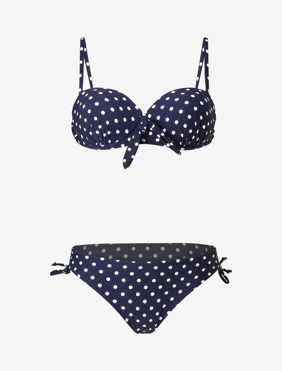 Bikini à pois et noeud - Bleu nuit - 1