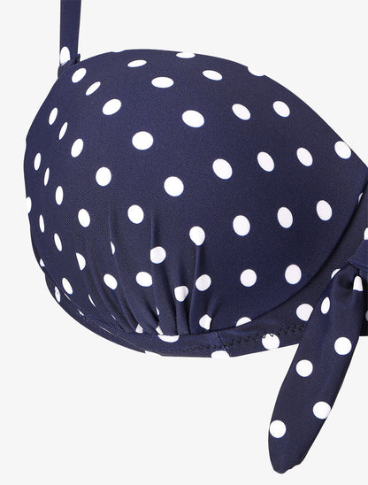 Bikini à pois et noeud - Bleu nuit - 3