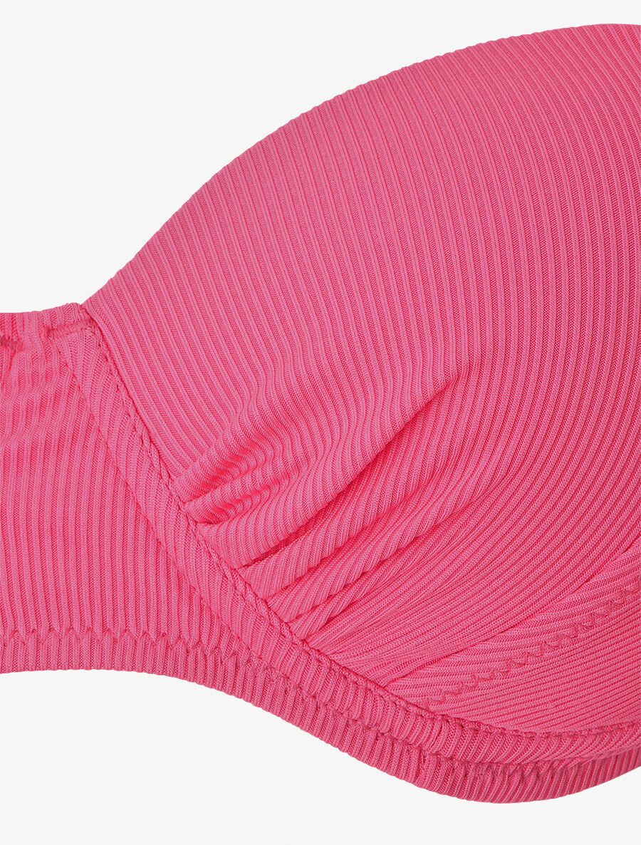 Maillot deux pièces taille haute côtelé - Rose fluo - 3