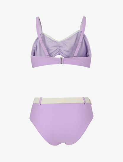 Bikini brassière et culotte montante ceinturée - Lilas - 2