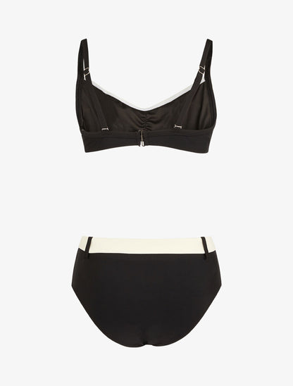 Bikini brassière et culotte montante ceinturée - Noir - 2