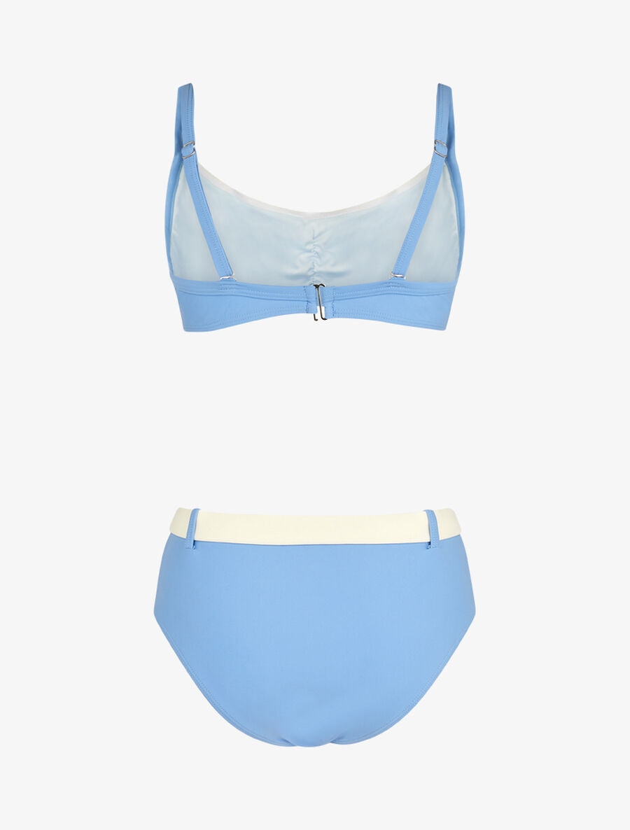 Bikini brassière et culotte montante ceinturée - Bleu ciel - 2