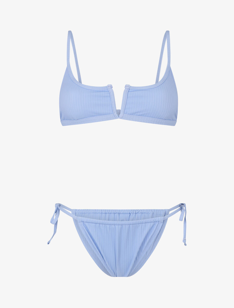 Bikini côtelé à fente - Bleu ciel - 5