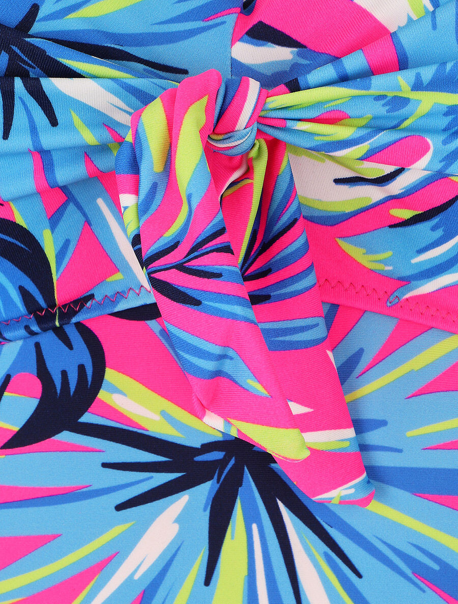 Maillot de bain une pièce imprimé feuille tropicales - Rose fluo - 4